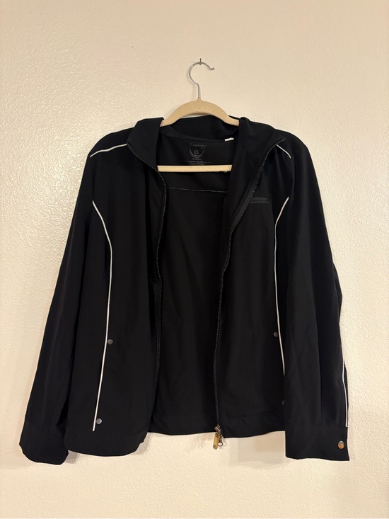 Zenergy by Chico's Jackets & Blazers - Zenergy Black Zip-Front Jacket with White Piping Size 2